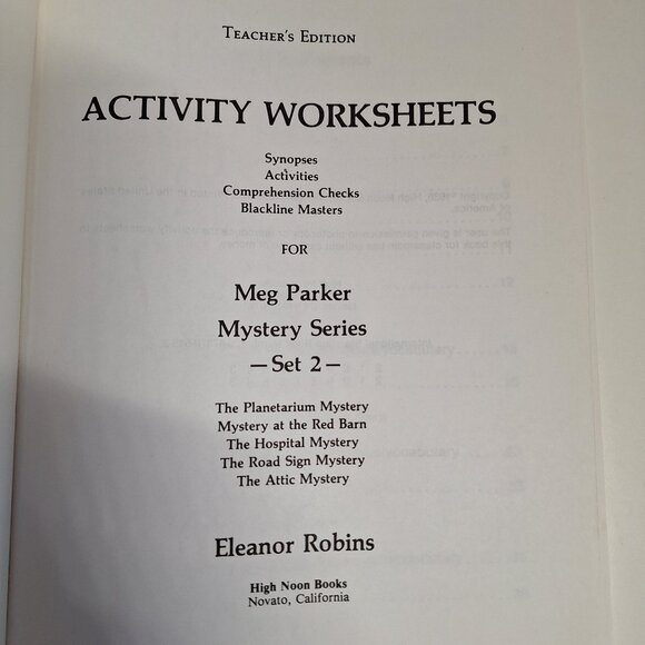 Teachers Edition Activity Worksheets Meg Parker Mystery Set 2 Eleanor Robins - Picture 4 of 12
